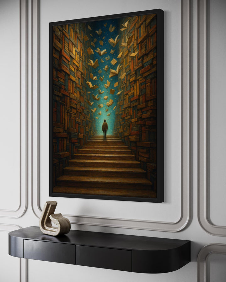 Surreal Library Framed Canvas Wall Art