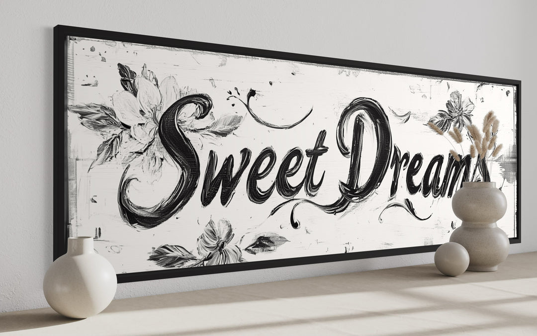 Sweet Dreams Rustic Sign - Long Horizontal Master Bedroom Canvas Wall Art