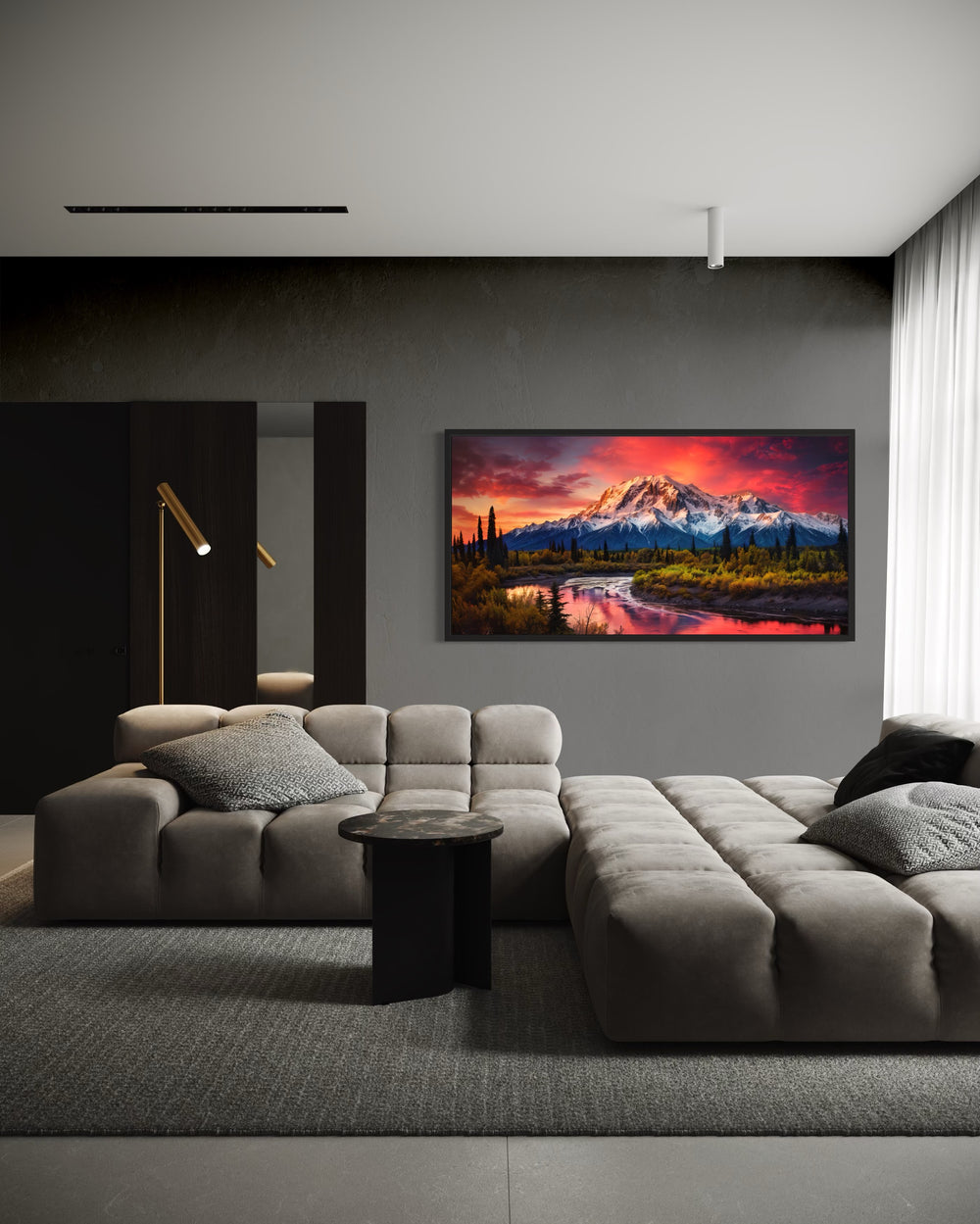 Talkeetna Mountains Wall Art - Framed Canvas Print | Rustic Cabin Decor