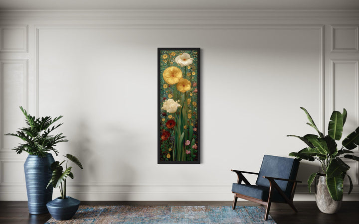 Tall Narrow Art Nouveau Stained Glass Style Framed Canvas Wall Art