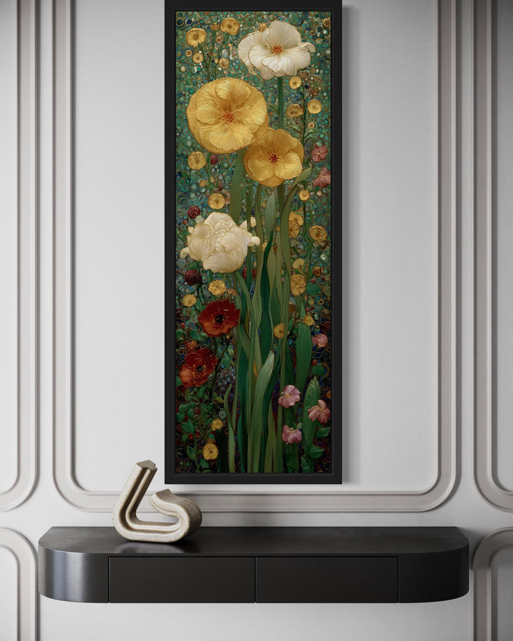 Tall Narrow Art Nouveau Stained Glass Style Framed Canvas Wall Art