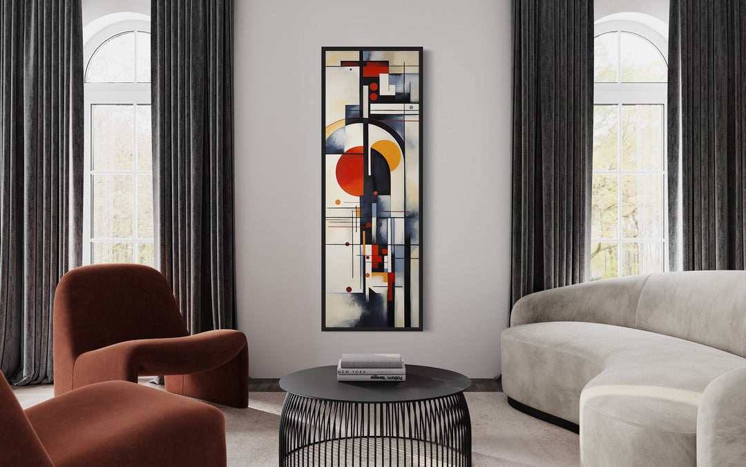 Tall Narrow Bauhaus Geometric Vertical Wall Art