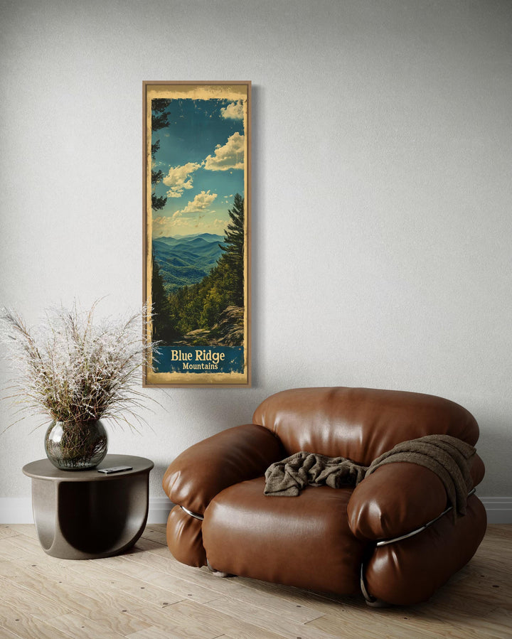 Boone Ridge Poster Tall narrow Blue Ridge Mountains vertical travel poster.