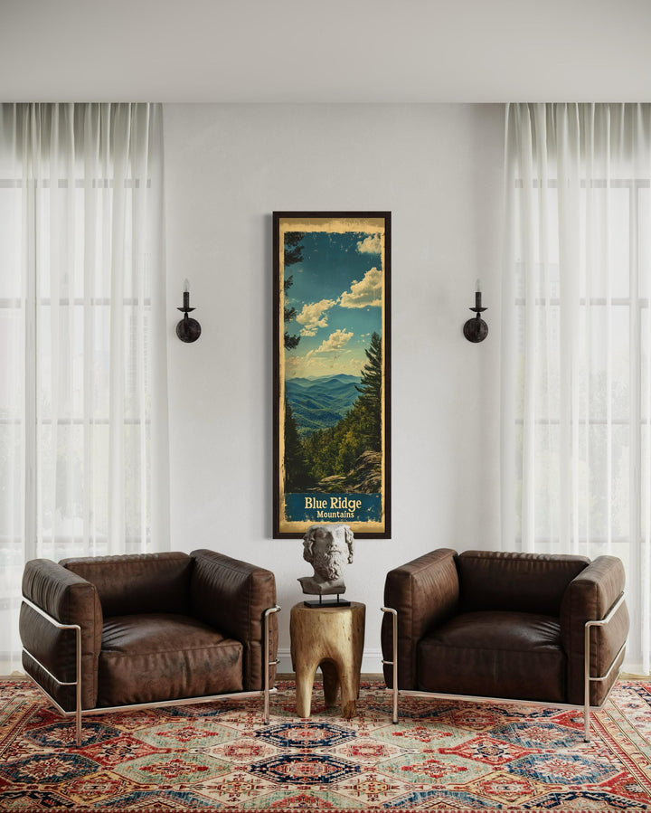 Boone Ridge Poster Tall narrow Blue Ridge Mountains vertical travel poster.