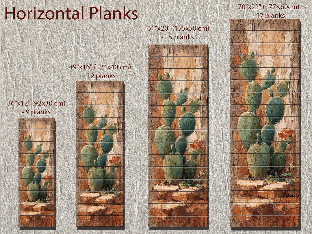 Tall Narrow Distressed Cactus Wood Wall Decor