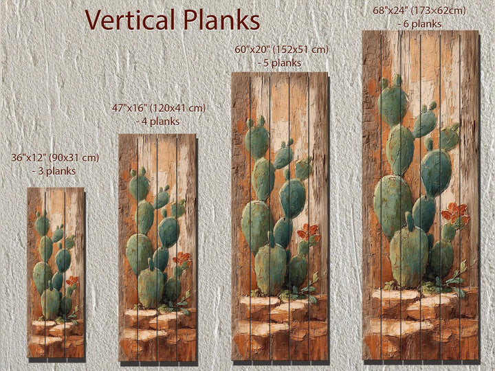 Tall Narrow Distressed Cactus Wood Wall Decor