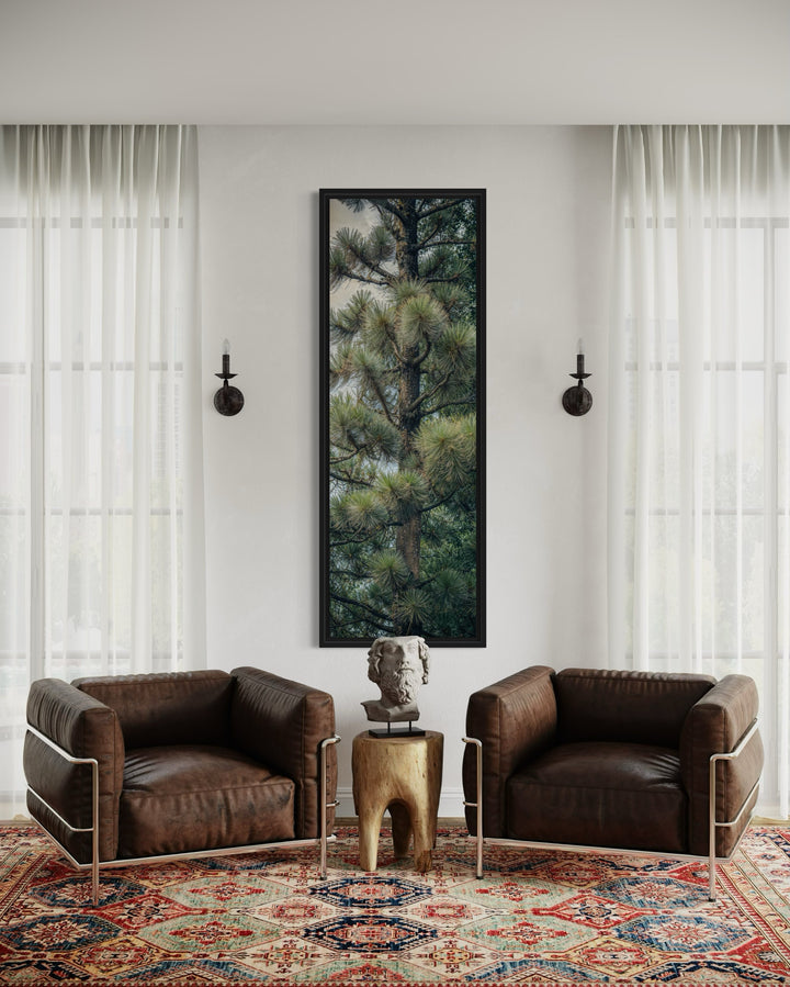 Tall Narrow Fir Tree Vertical Framed Canvas Wall Art