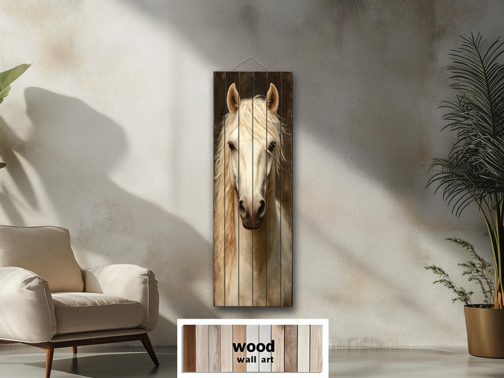 Tall Narrow Horse Distressed Wood Wall Art