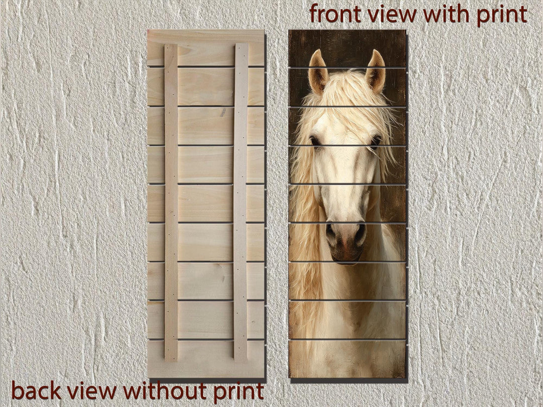 Tall Narrow Horse Distressed Wood Wall Art