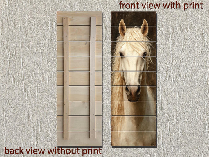 Tall Narrow Horse Distressed Wood Wall Art