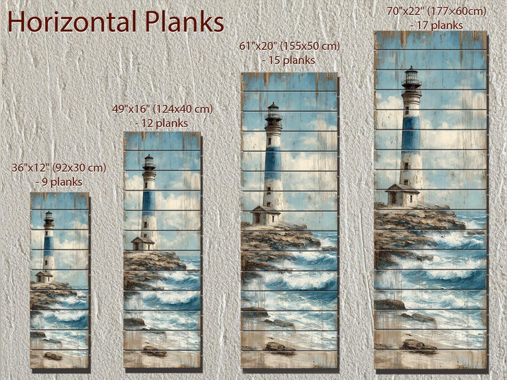 Tall Narrow Lighthouse Distressed Wood Wall Art For Coastal Decor