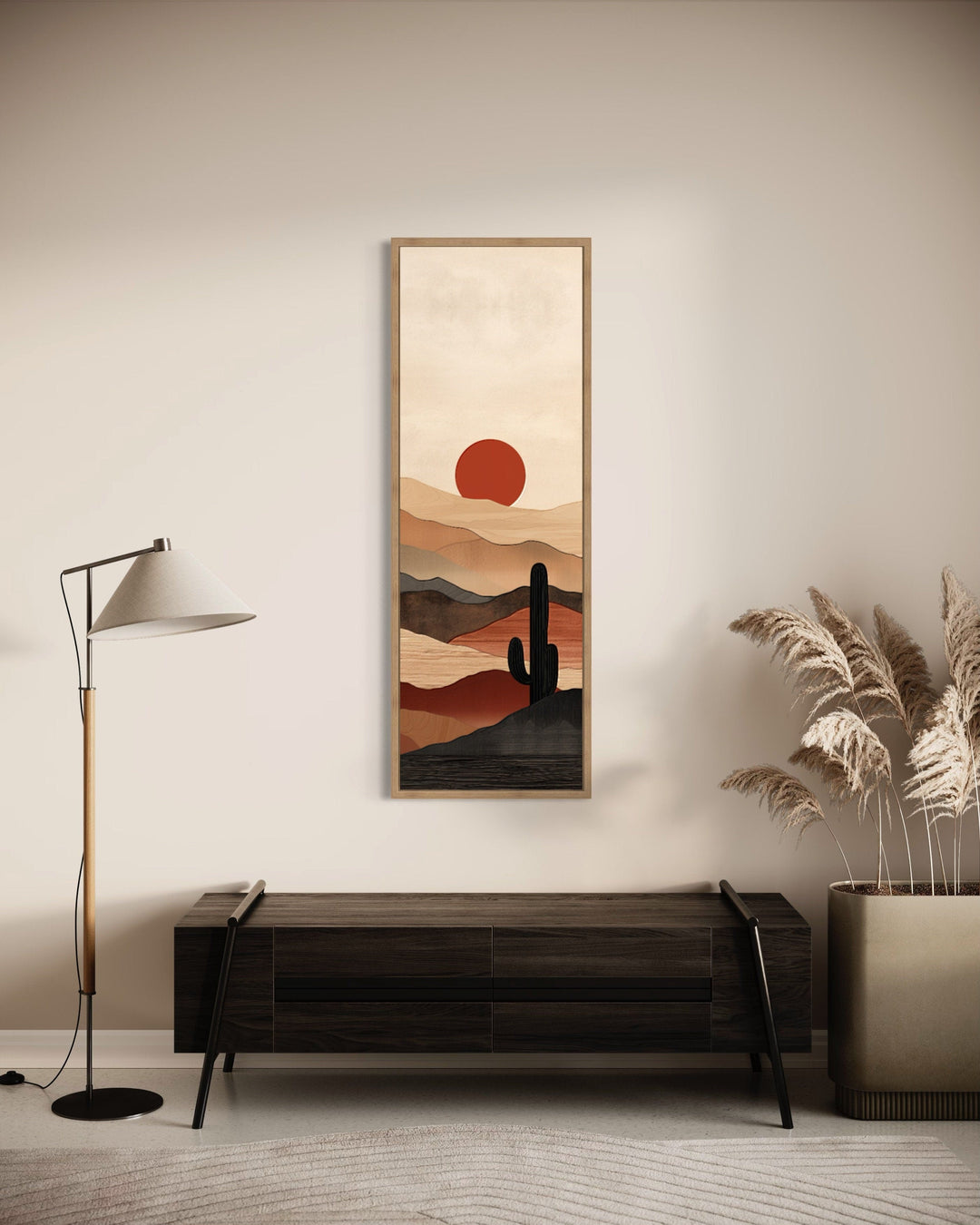 Tall Narrow Boho Minimalist Mid Century Modern Desert Sunset Vertical Wall Art