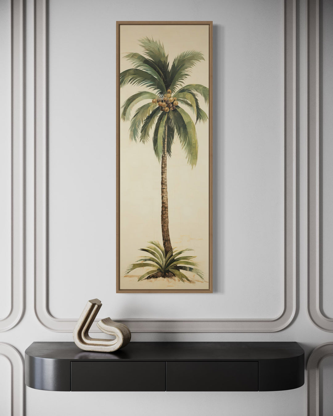 Tall Narrow Mid Century Modern Palm Tree Vertical Wall Art