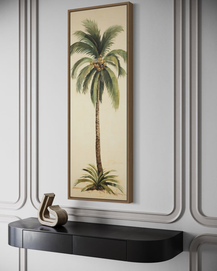 Tall Narrow Mid Century Modern Palm Tree Vertical Wall Art