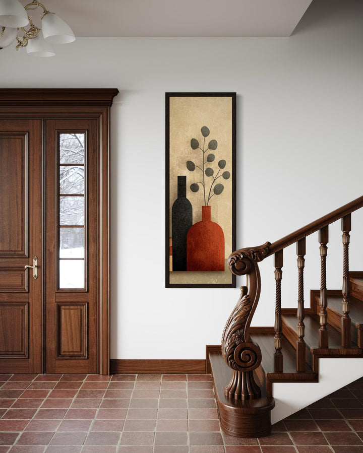 Tall Narrow Mid Century Vertical Vases Bottles And Flowers Wall Art