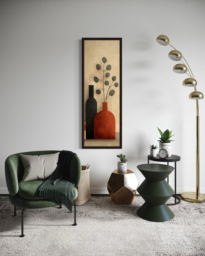 Tall Narrow Mid Century Vertical Vases Bottles And Flowers Wall Art