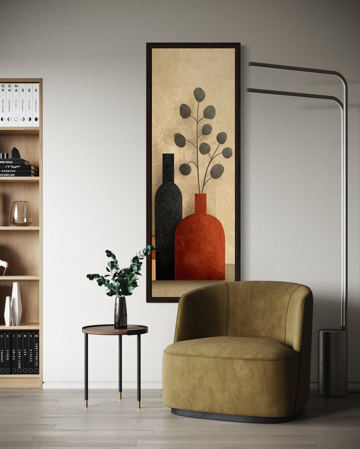 Tall Narrow Mid Century Vertical Vases Bottles And Flowers Wall Art
