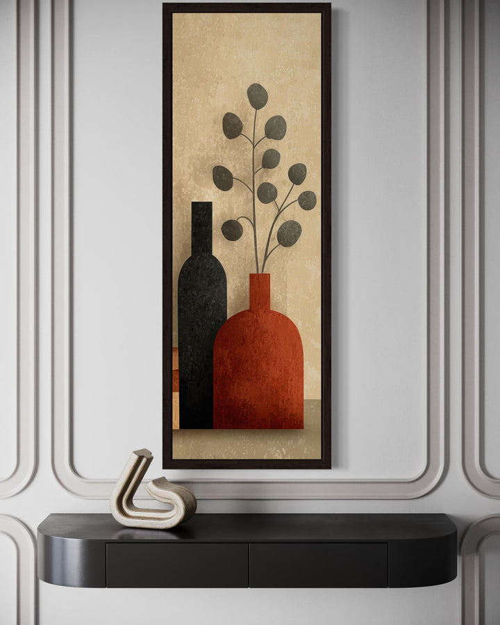 Tall Narrow Mid Century Vertical Vases Bottles And Flowers Wall Art
