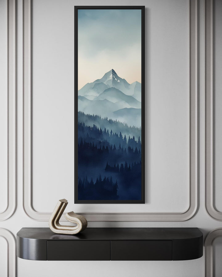 Tall Narrow Navy Blue Mountain Vertical Canvas Wall Art