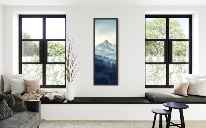 Tall Narrow Navy Blue Mountain Vertical Canvas Wall Art