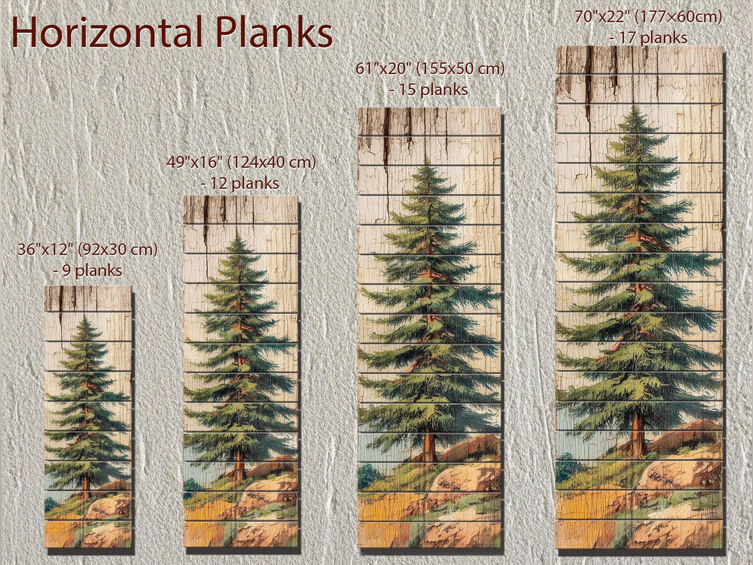 Tall Narrow Pine Tree Vertical Forest Distressed Wood Wall Art – Cabin Decor