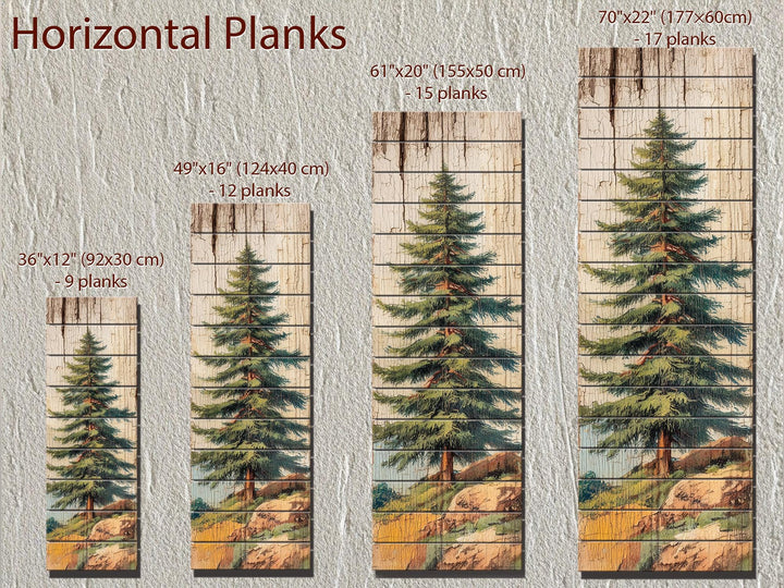 Tall Narrow Pine Tree Vertical Forest Distressed Wood Wall Art – Cabin Decor