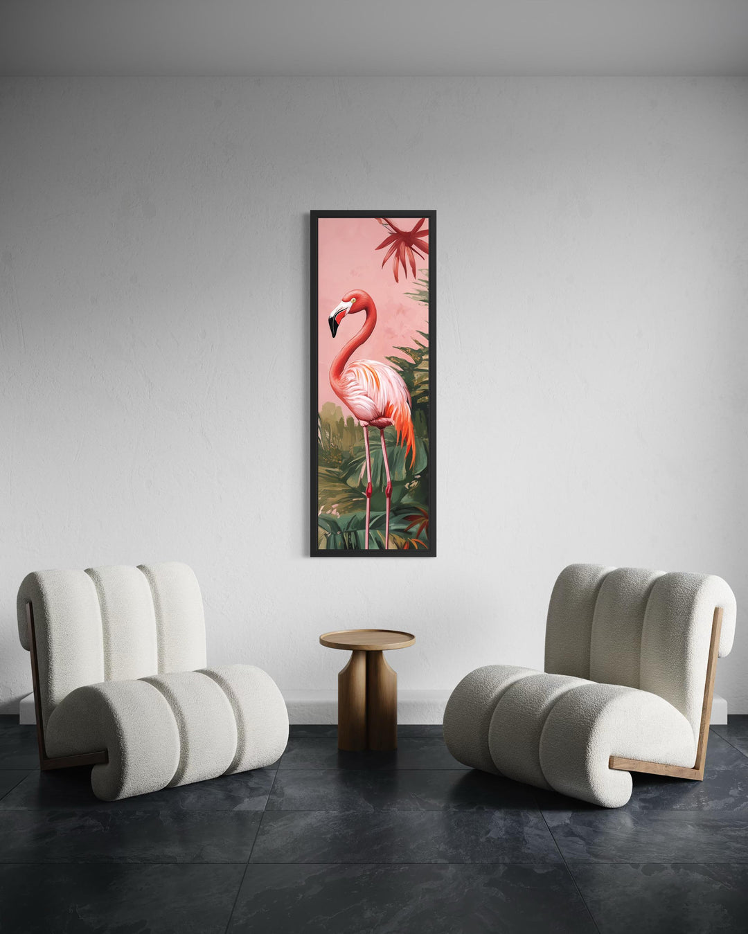 Tall Narrow Pink Flamingo Tropical Wall Art Vertical Canvas Print