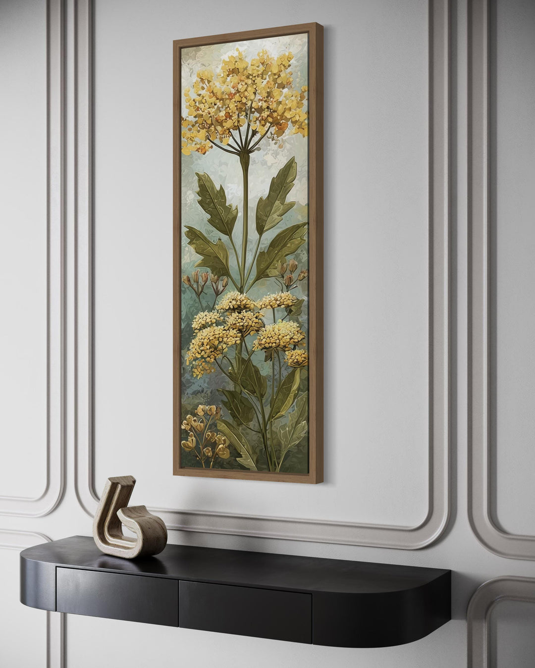 Tall Narrow Vertical Botanical Yellow Wildflower Canvas Wall Art