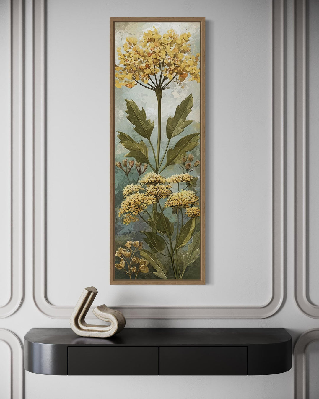 Tall Narrow Vertical Botanical Yellow Wildflower Canvas Wall Art