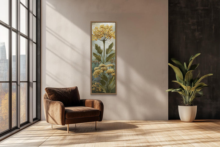 Tall Narrow Vertical Botanical Yellow Wildflower Canvas Wall Art