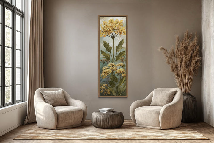 Tall Narrow Vertical Botanical Yellow Wildflower Canvas Wall Art