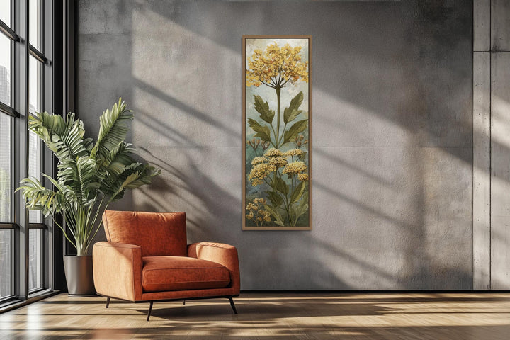 Tall Narrow Vertical Botanical Yellow Wildflower Canvas Wall Art