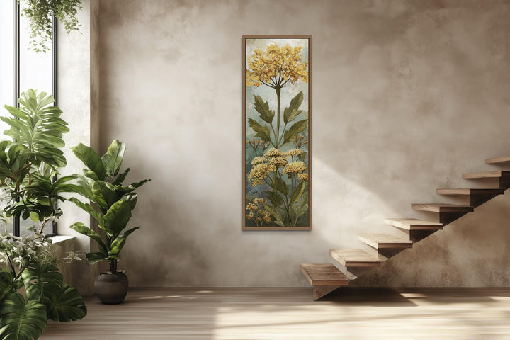 Tall Narrow Vertical Botanical Yellow Wildflower Canvas Wall Art