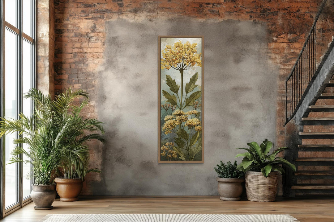 Tall Narrow Vertical Botanical Yellow Wildflower Canvas Wall Art