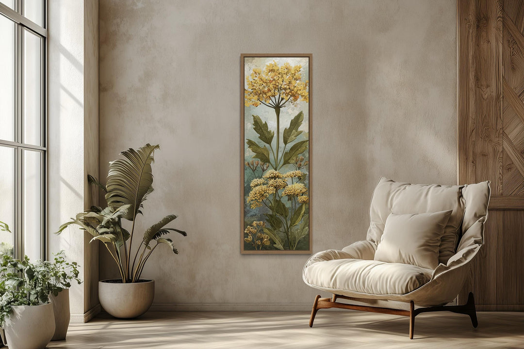 Tall Narrow Vertical Botanical Yellow Wildflower Canvas Wall Art