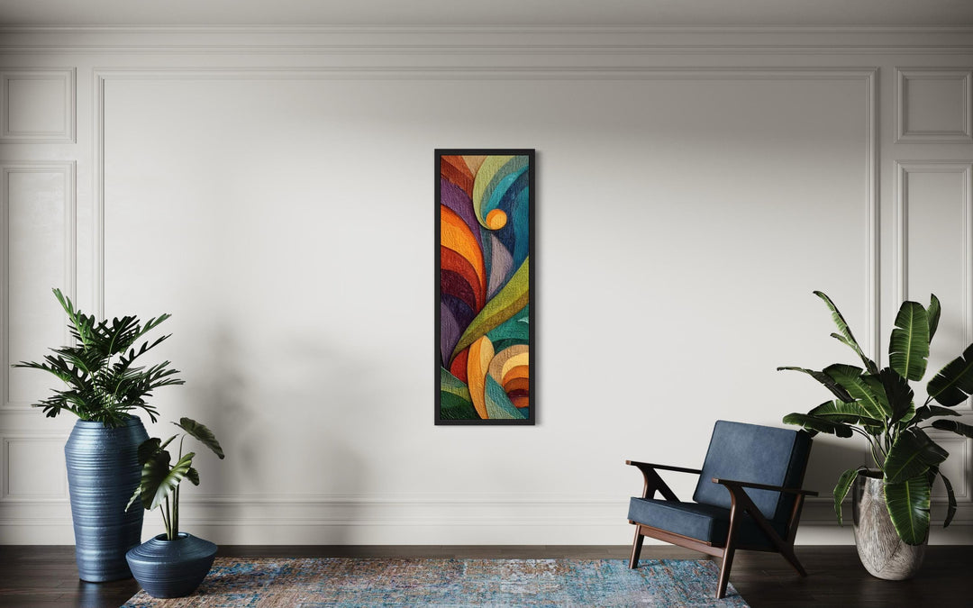 Tall Narrow Vertical Colorful Geometric Abstract Canvas Wall Art