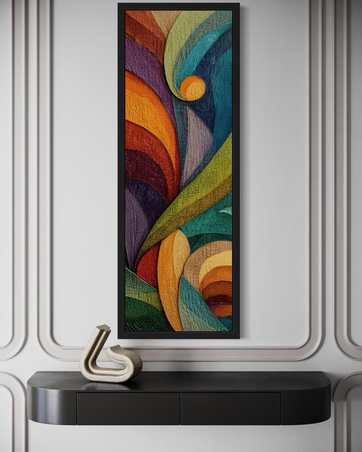 Tall Narrow Vertical Colorful Geometric Abstract Canvas Wall Art