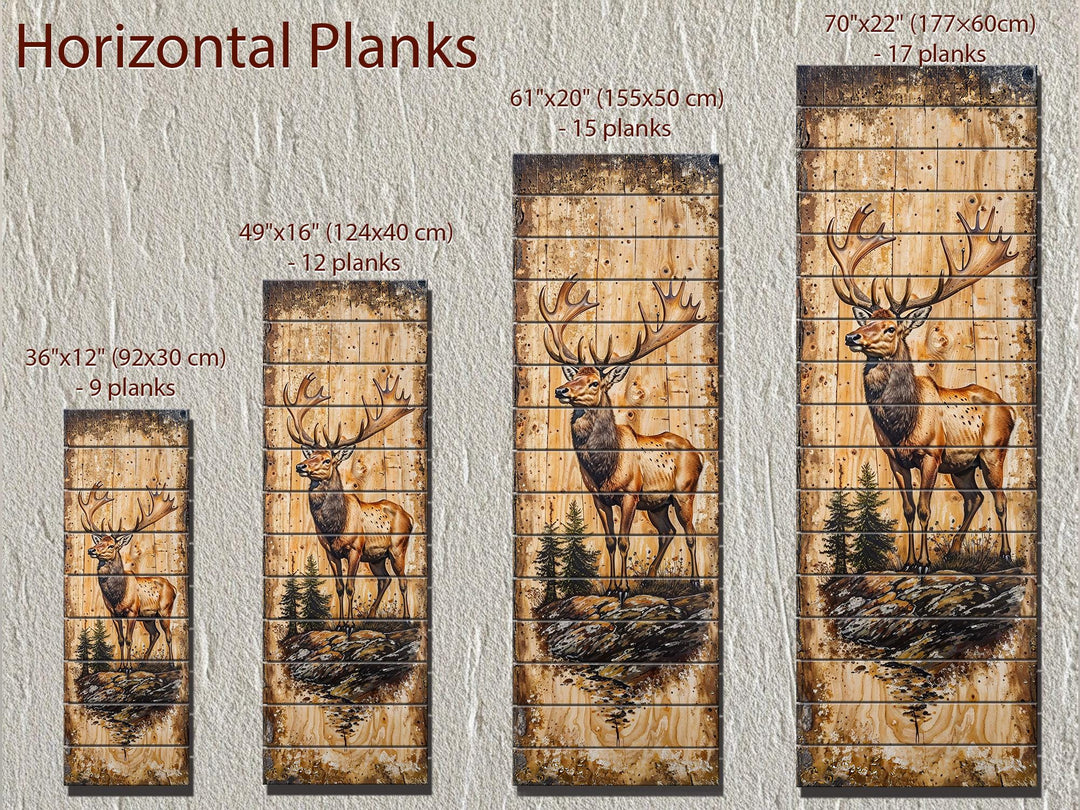 Tall Narrow Vertical Elk Distressed Wood Wall Art