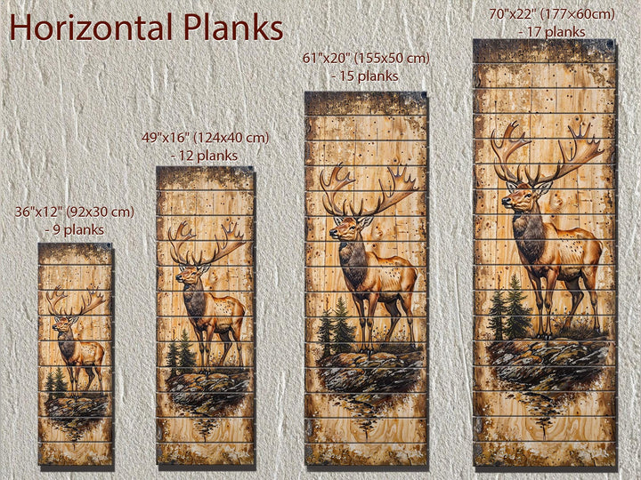 Tall Narrow Vertical Elk Distressed Wood Wall Art