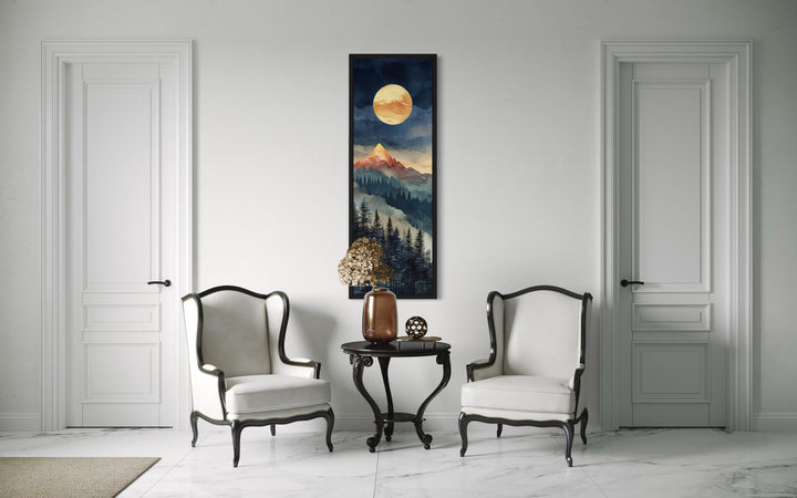 Tall Narrow Vertical Full Moon Mountain Canvas Wall art
