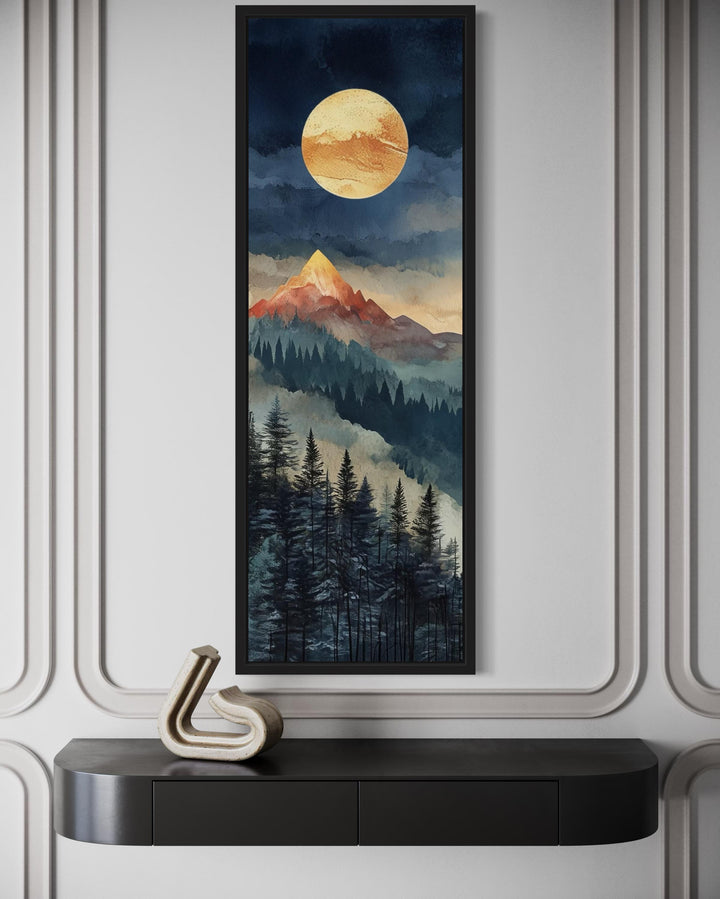 Tall Narrow Vertical Full Moon Mountain Canvas Wall art