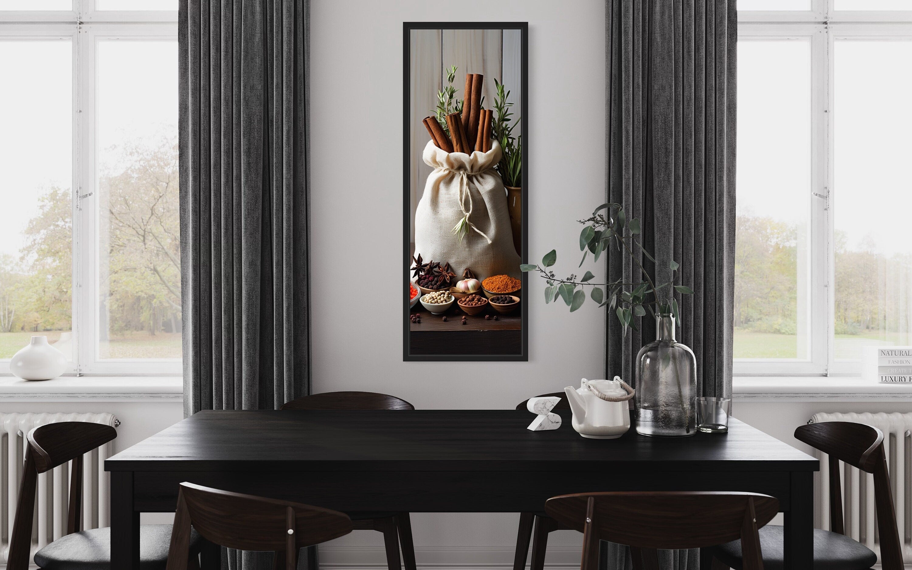 Tall Narrow Herbs & Spices Kitchen Canvas Wall Art – Wall Decor