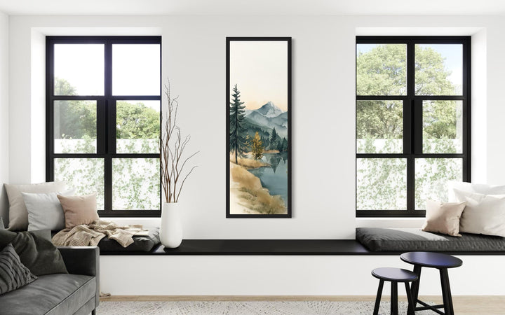 Tall Narrow Vertical Mountain Lake Canvas Wall Art