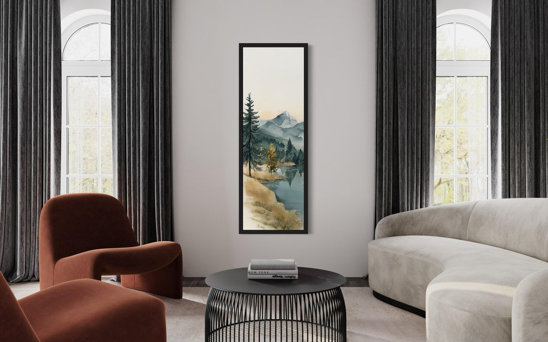 Tall Narrow Vertical Mountain Lake Canvas Wall Art