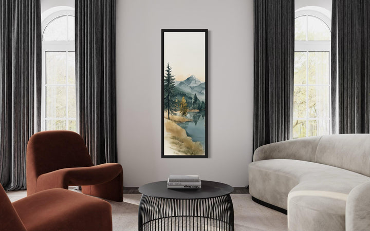Tall Narrow Vertical Mountain Lake Canvas Wall Art