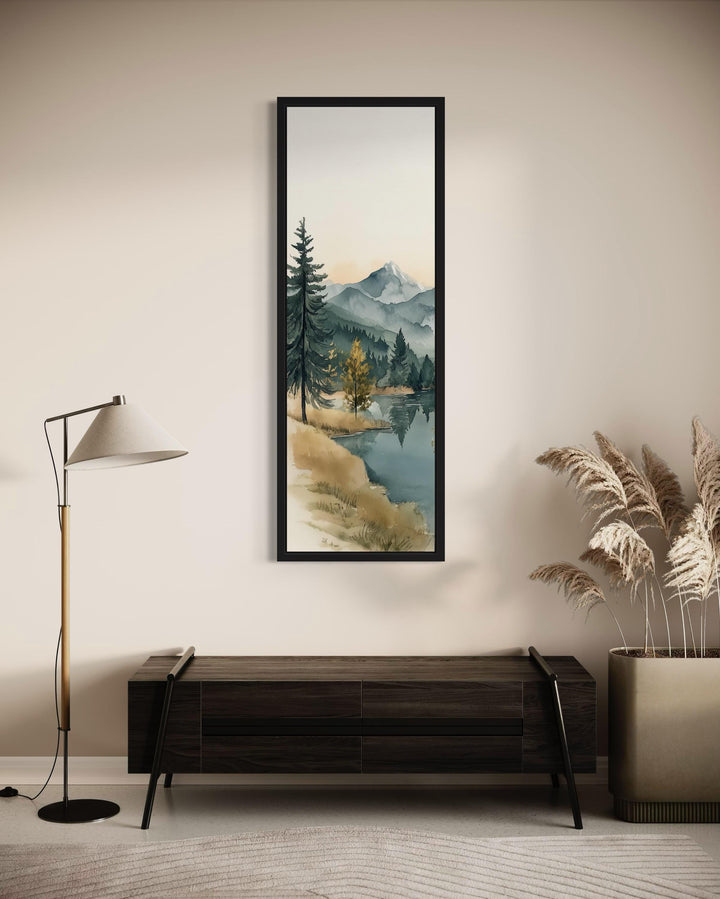 Tall Narrow Vertical Mountain Lake Canvas Wall Art