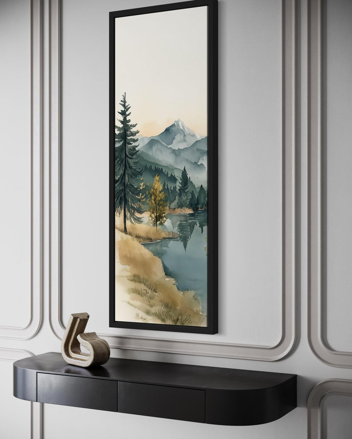 Tall Narrow Vertical Mountain Lake Canvas Wall Art