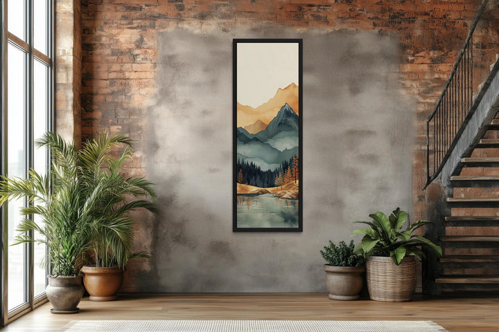Tall Narrow Vertical Mountain Landscape Canvas Wall Art