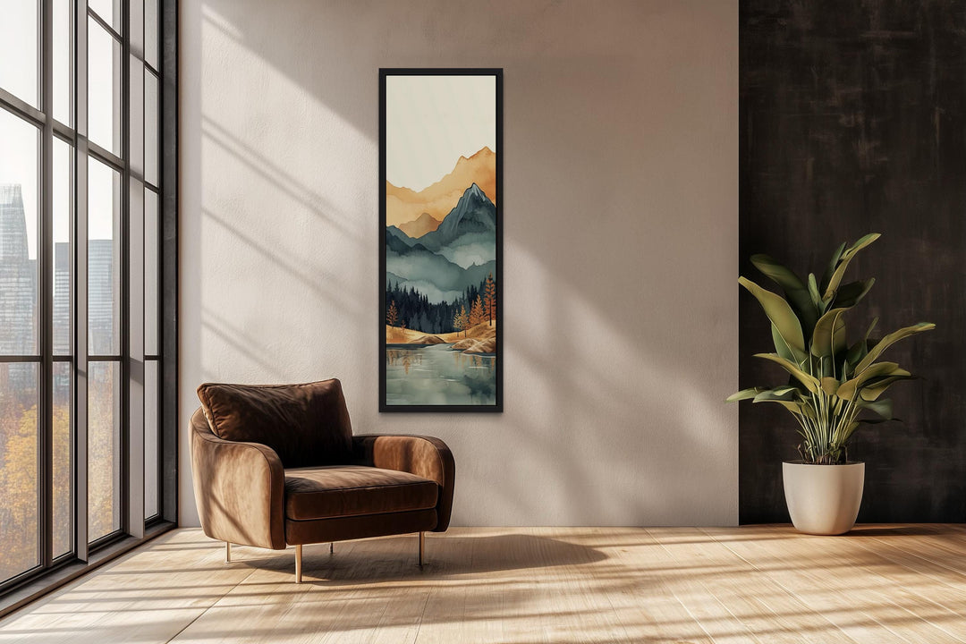 Tall Narrow Vertical Mountain Landscape Canvas Wall Art