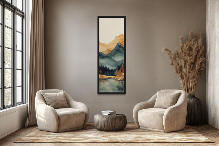 Tall Narrow Vertical Mountain Landscape Canvas Wall Art
